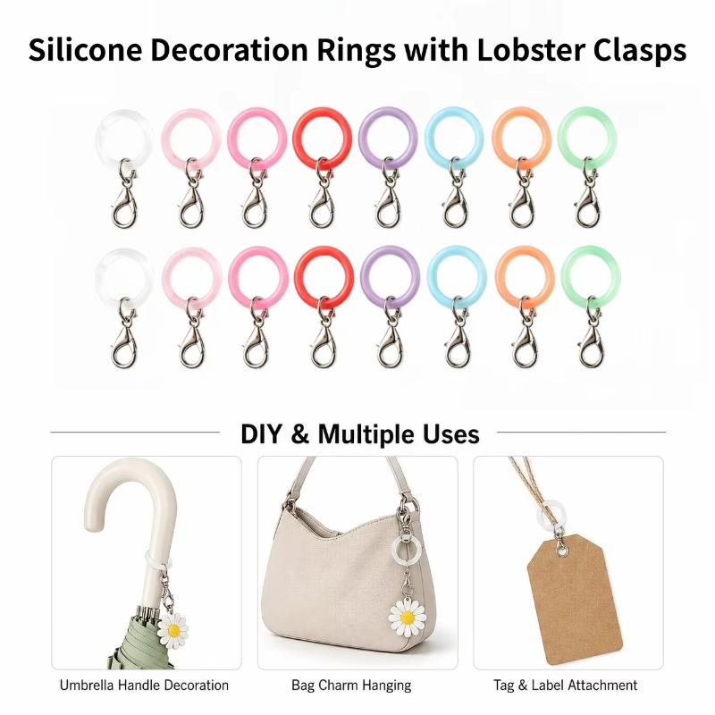 Lobster Clasp Silver - Anillos de silicona para mango de