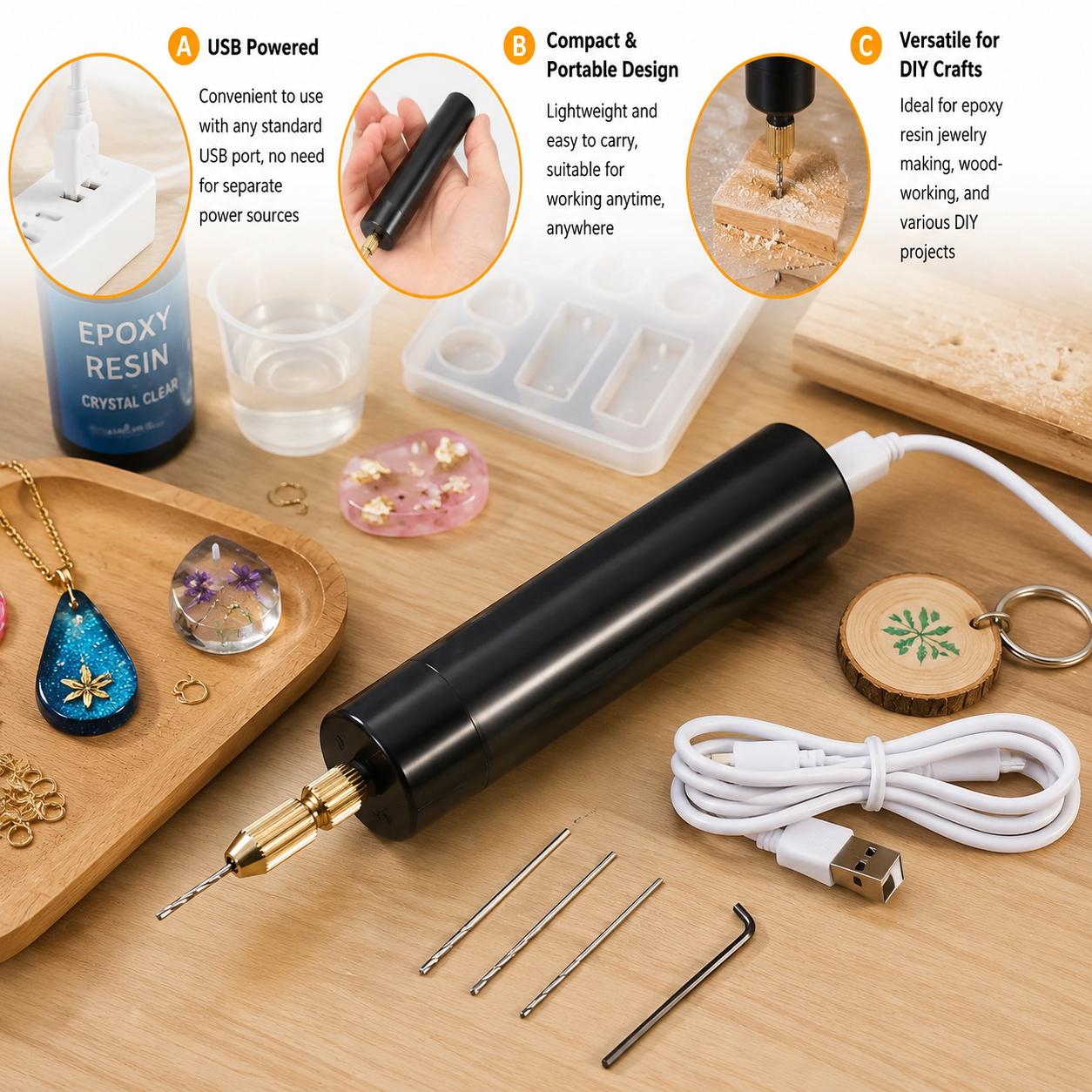Jewelry Making Dc - Mini Taladro Eléctrico Portátil USB, Herramienta